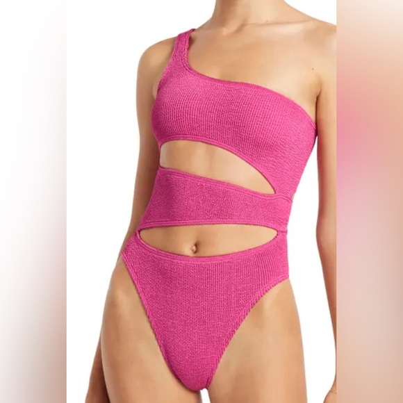 BOND-EYE Rico One Piece Swimsuit One Shoulder ONE SIZE (XS-L) Fuschia Pink NWT - Picture 1 of 7